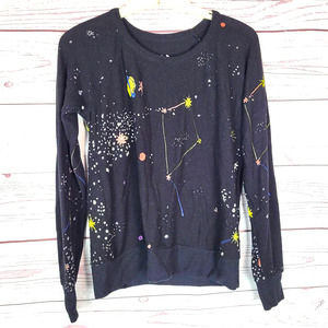 Chasor Black Constellation Planet Night Sky‎ Stretchy Sweatshirt Womans Size XS